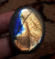 63ct Labradorite Cabochon - Spectrolite- Black Moon Stone - 37x29mm