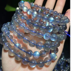 Браслет из натурального мадагаскарского лабрадора с драгоценными камнями, размеры 7-8 мм