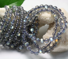 Браслет из натурального мадагаскарского лабрадора с драгоценными камнями, размеры 7-8 мм