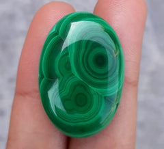 Кристалл малахита 43 карата - Малахит Кабошон - Малахитовый камень трансформации - 30x21 мм