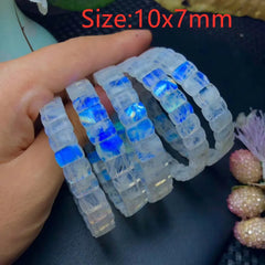 Natural Blue Light Moonstone Gemstone Bracelet, Bangle Jewelry, Diameter 7.5 Inches