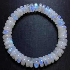 Natural Blue Light Moonstone Gemstone Bracelet, Bead Size 8mm
