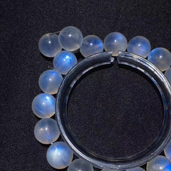 Natural Blue Light Moonstone Gemstone Bracelet, Bead Size 10.7mm