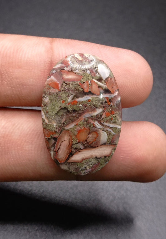 Моховой агат 30 карат — Зеленый моховой агат — 31x21x7,5 мм