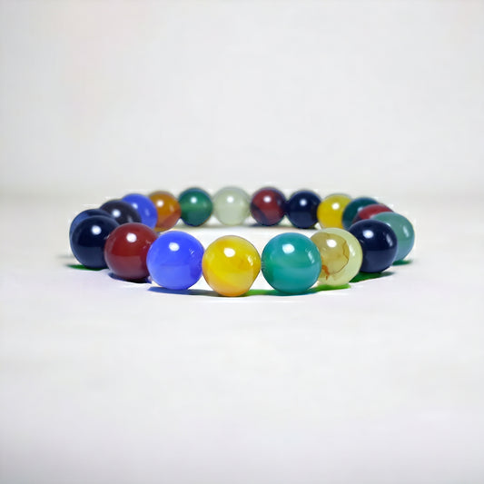 7 Chakra MultiColor Natural Agate Bracelet - 10mm