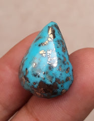 Natural Certified Turquoise with Pyrite - Blue Matrix Turquoise - Shajri Feroza-25.6Ct-22x17m