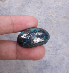 Натуральная сертифицированная бирюза с пиритом — бирюза Blue Matrix — Shajri Feroza-56.6Ct-29x19 мм
