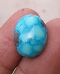 Бирюза Моренси 14,5 карата — натуральная сертифицированная бирюза с пиритом — бирюза Blue Matrix — Шаджри Фероза — 19x14 мм