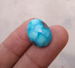 Бирюза Моренси 14,5 карата — натуральная сертифицированная бирюза с пиритом — бирюза Blue Matrix — Шаджри Фероза — 19x14 мм