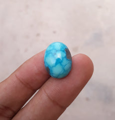 Бирюза Моренси 14,5 карата — натуральная сертифицированная бирюза с пиритом — бирюза Blue Matrix — Шаджри Фероза — 19x14 мм