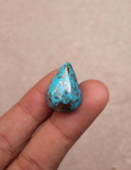 Natural Certified Turquoise with Pyrite - Blue Matrix Turquoise - Shajri Feroza-25.6Ct-22x17m