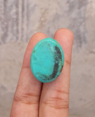 Natural Green Turquoise, Oval Shape - Persian Turquoise - Green Feroza - 34.7ct- 26x20mm