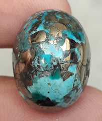 Натуральная бирюза с пиритом - Голубая матричная бирюза - Шаджри Фероза-40Ct