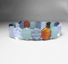 7 Chakras Healing Natual Gemtone Bracelet - Amethyst, Rose Quartz, Smoky Quartz, Tiger Eye, Aventurine, Rock Crystal, Red Agate