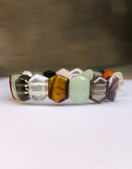 7 Chakras Healing Natual Gemtone Bracelet - Amethyst, Rose Quartz, Smoky Quartz, Tiger Eye, Aventurine, Rock Crystal, Red Agate