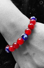 10mm Red Agate with Evil Eye Protection Bracelet