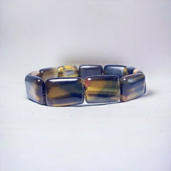 Эластичный браслет премиум-класса из натурального черного и желтого тигрового глаза 18x13 мм