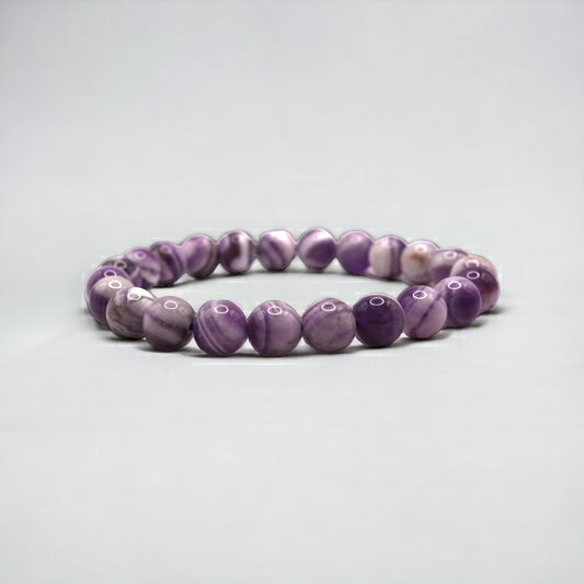 8mm High Quality Chevron Amethyst Strech Bracelet