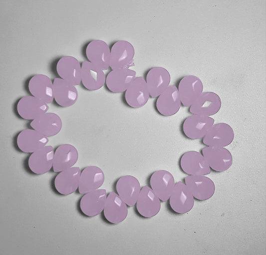 Elegant BabyPink Rose Quartz Pear Shaped Strech Bracelet - 12x9mm