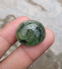 54.7ct Prehnite Cabochon - Rutile Prehnite - also called Grape Jade, Green Moonstone - 25x21mm