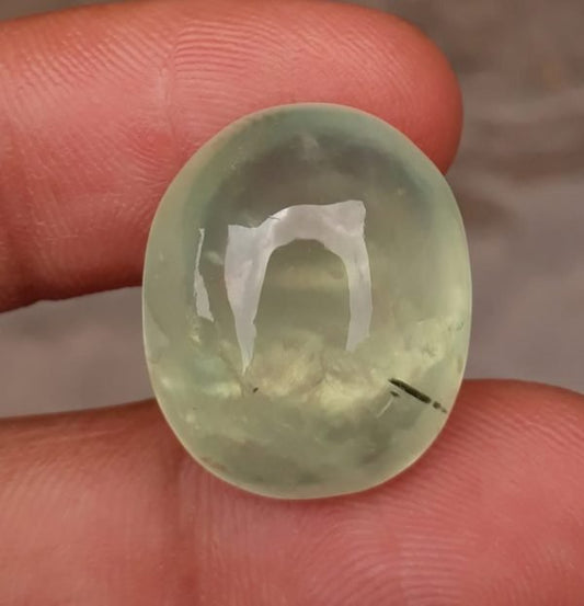 29.5ct Prehnite Cabochon - Rutile Prehnite - also called Grape Jade, Green Moonstone - 21x18mm