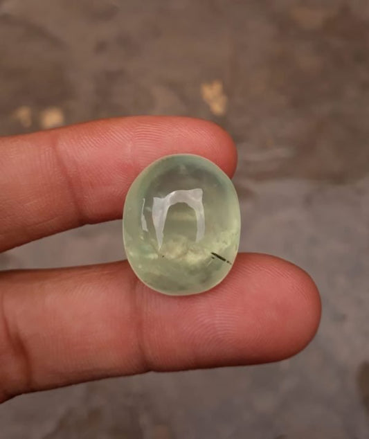 29.5ct Prehnite Cabochon - Rutile Prehnite - also called Grape Jade, Green Moonstone - 21x18mm