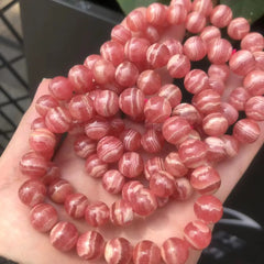 Natural Ice Argentina Rhodochrosite Gemstone Bracelet, Sizes 10-12mm