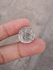 Черный турмалированный кварц 19,80 карата - Кабошон Черный рутиловый кварц - Рутилированный кварц