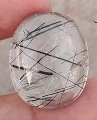 Черный турмалированный кварц 48,55 карата - Кабошон Черный рутиловый кварц - Рутилированный кварц