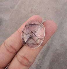 Черный турмалированный кварц 48,55 карата - Кабошон Черный рутиловый кварц - Рутилированный кварц