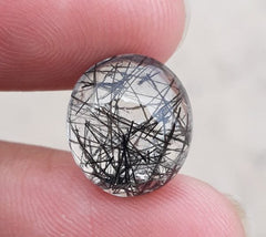 Черный турмалированный кварц 8,95 карата - Кабошон Черный рутиловый кварц - Рутилированный кварц