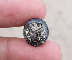 Черный турмалированный кварц 8,95 карата - Кабошон Черный рутиловый кварц - Рутилированный кварц