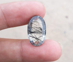 Черный турмалированный кварц 12,65 карата - Кабошон Черный рутиловый кварц - Рутилированный кварц