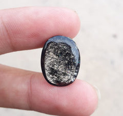 Черный турмалированный кварц 12,75 карата - Кабошон Черный рутиловый кварц - Рутилированный кварц