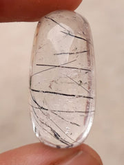 Черный турмалированный кварц 25,55 карата - Кабошон Черный рутиловый кварц - Рутилированный кварц