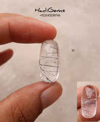 Черный турмалированный кварц 25,55 карата - Кабошон Черный рутиловый кварц - Рутилированный кварц