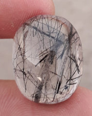 Черный турмалированный кварц 21,85 карата - Кабошон Черный рутиловый кварц - Рутилированный кварц