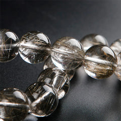 Браслет из натурального серебра с рутилированным кварцем и драгоценными камнями, размеры 7–17 мм