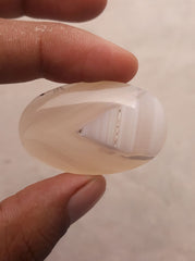 Fortified White Chalcedony - Sulaimani Aqeeq - 43x27mm