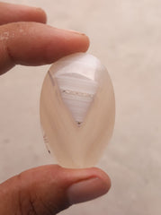 Fortified White Chalcedony - Sulaimani Aqeeq - 43x27mm