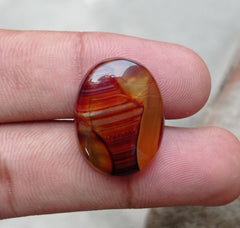 Слоистый агат с халцедоном - Сулеймани Акик - 24x19 мм