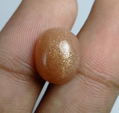 9.6ct Natural Sunstone Cabochon - Heliolite - Aventurescent Feldspar - August Birthstone - 15x12x7mm