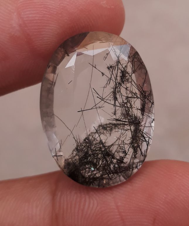 29.55ct Black Tourmalated Quartz - Black Rutile Quartz - Rutilated Quartz 29.55ct Black Tourmalated Quartz - Black Rutile Quartz - Rutilated Quartz