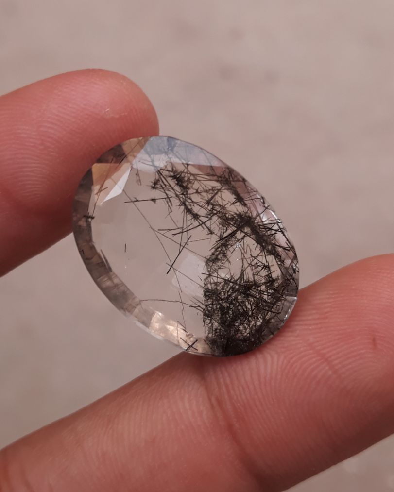 29.55ct Black Tourmalated Quartz - Black Rutile Quartz - Rutilated Quartz 29.55ct Black Tourmalated Quartz - Black Rutile Quartz - Rutilated Quartz