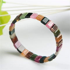 Natural Colorful AAA Tourmaline Gemstone Bracelet, Bangle Jewelry, Bead Sizes 9*7*3mm