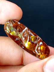 Длинный овальный резной камень из огненного мексиканского агата – Agata De Fuego