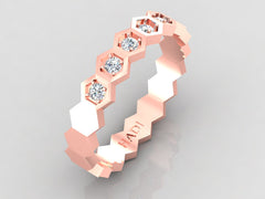 Bees Nest - Minimalist Hexagonal Diamond Band