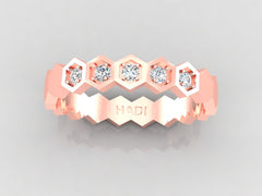 Bees Nest - Minimalist Hexagonal Diamond Band