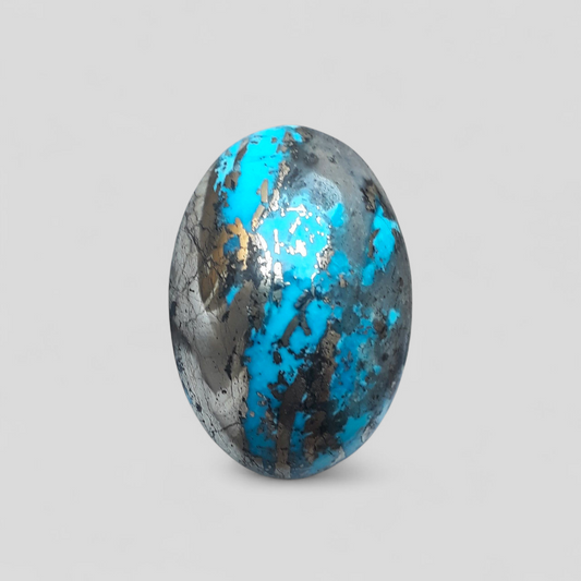 Natural Turquoise with Pyrite - Blue Matrix Turquoise - Shajri Feroza-49Ct