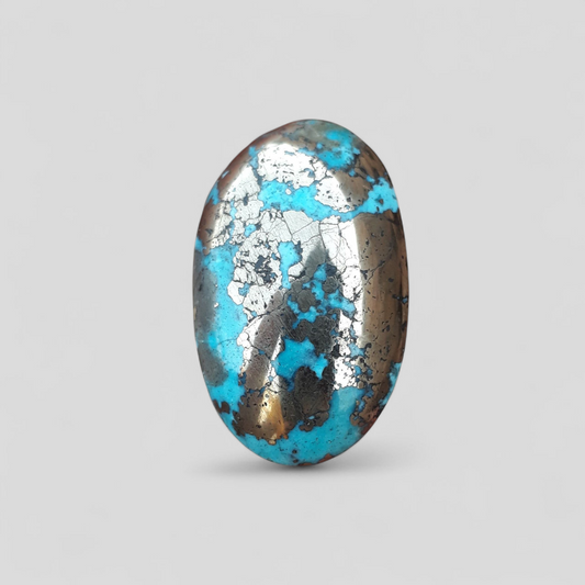 Natural Turquoise with Pyrite - Blue Matrix Turquoise - Shajri Feroza-61.60Ct
